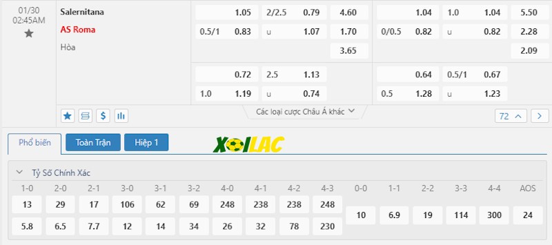 Soi kèo Salernitana vs AS Roma 30/01/2024 – Tỷ lệ kèo Soi kèo Salernitana vs AS Roma 30/01/2024 – Tỷ lệ kèo